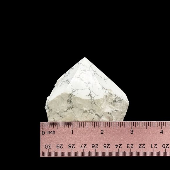 White Howlite Crystal, Generator Point, Rough Base, Polished Point, White Stone - Picture 9 of 10